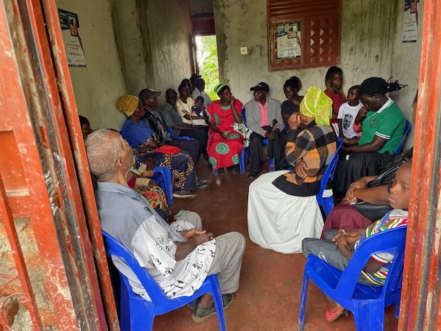 Large group of people in the new building